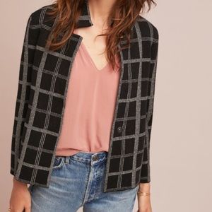 MOTH by Anthropologie Windowpane Knit Blazer Jacket